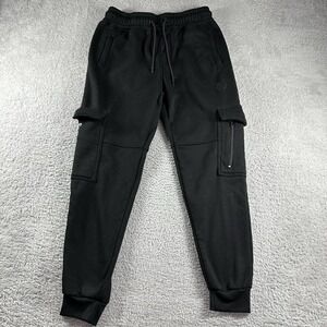 Akademiks Jogger Sweatpants Mens Large Black‎ Cargo Y2K Streetwear Poly
